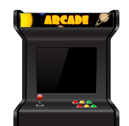 Vector illustration of arcade machine on plain backgrounds