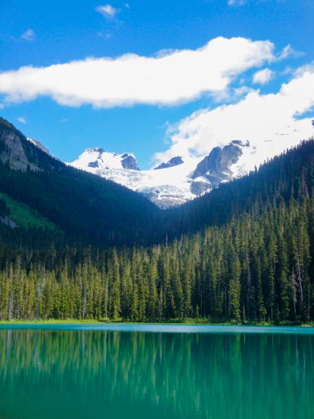 istock Trees reflecting on moraine lake whit some mountains in the background 1152555017
