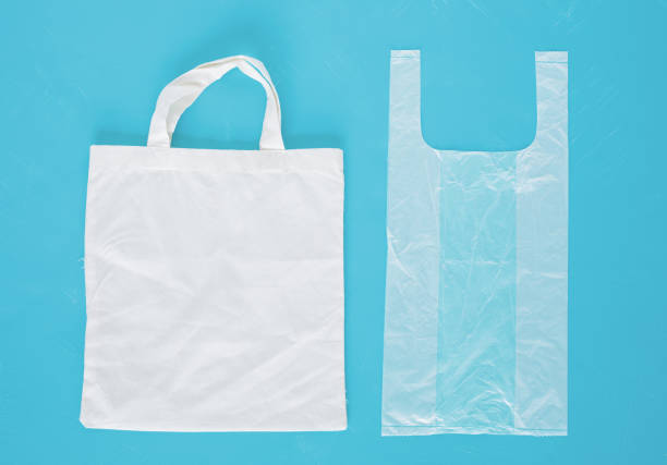 istock Reusable shopping bag and plastic shopping bag. 1152555068