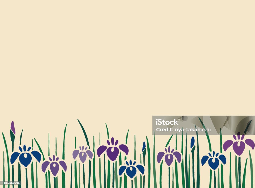 Japanese traditional flower iris design background Backgrounds stock vector