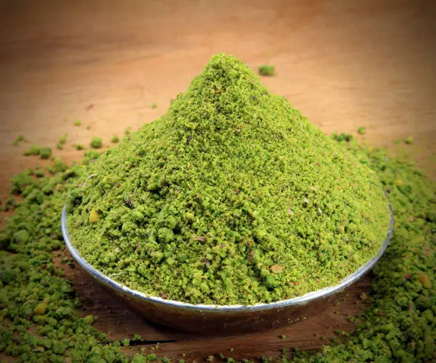 Photo of green pistachio powder