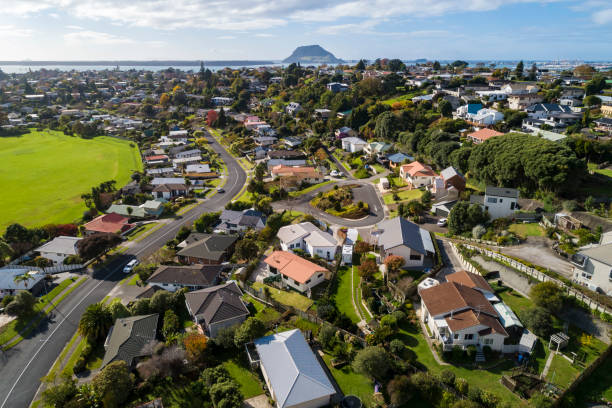 maungatapu aerial view - tauranga imagens e fotografias de stock