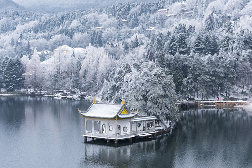 beautiful winter landscape on lushan mountain, a famous tourist destination in China