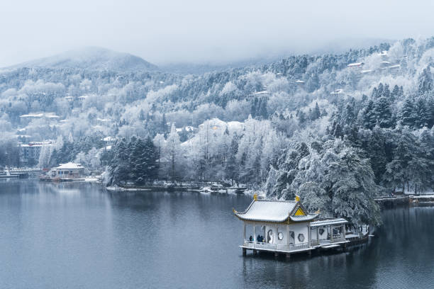 beautiful winter landscape on lushan mountain, a famous tourist destination in China