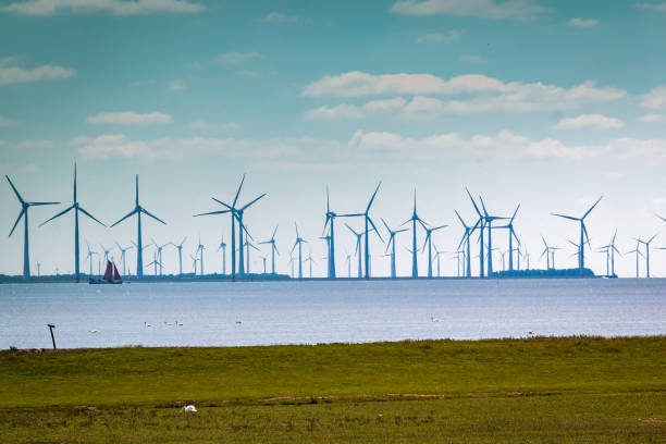 istock windmills at the lake called IJsselmeer 1152567573