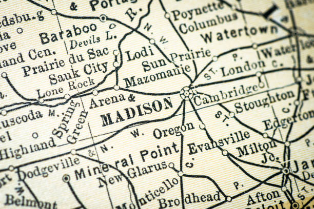 istock Antique USA map close-up detail: Madison, Wisconsin 1152568839