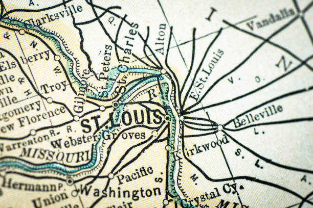 istock Antique USA map close-up detail: St Louis, Missouri 1152570218
