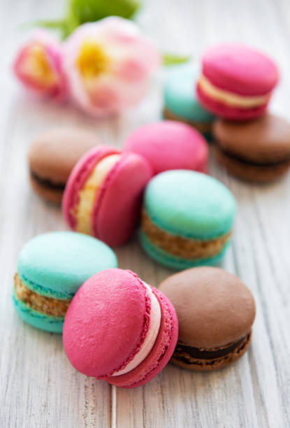 istock Colorful macaroons and tulips 1152571164