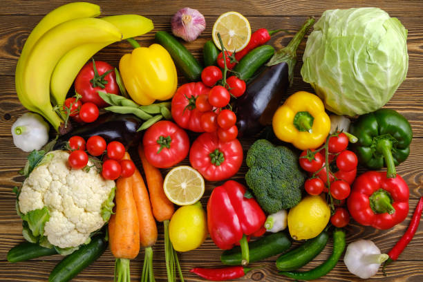 istock Vegetables and fruits on a wooden table 1152573760