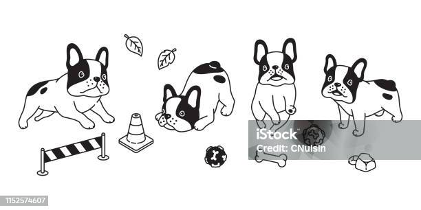 Dog Vector French Bulldog Icon Bone Toy Ball Cartoon Character Symbol Illustration Design Stock Illustration - Download Image Now