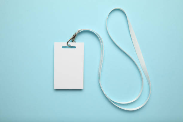 istock Lanyard badge card, tag id, identification card mockup on blue background 1152580691