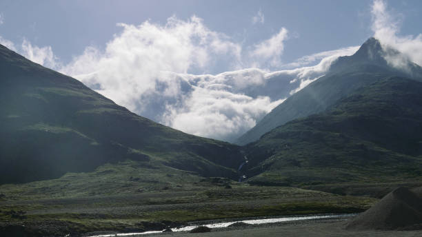 istock Icelandic nature. Mountains with moss and black volcanic rocks 1152586025