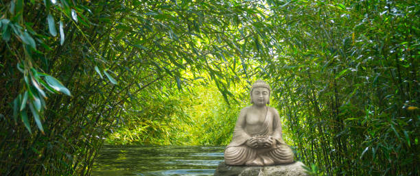 istock buddha statue in bamboo forest at the fountain 1152586153