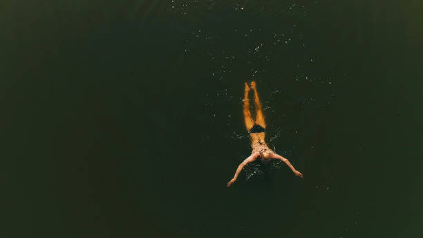 istock Peaceful scenery. Swimming in the lake 1152586210