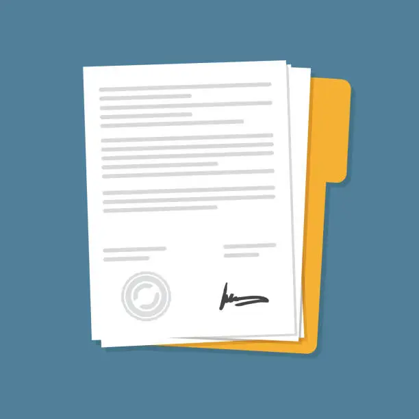 Vector illustration of Contract document papers icon vector