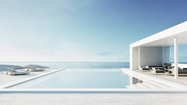 istock beach lounge outdoor pool & luxury interior/ 3D rendering 1152588882