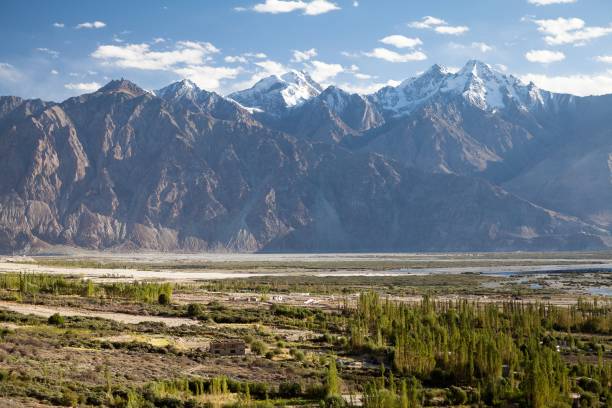 Nubra Valley and Lahakh Range of Himalaya Mountains, Ladakh, Jammu and Kashmir, India stock photo