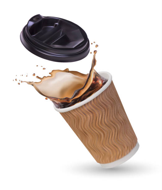 istock Craft glass with a lid. A splash of tea from an open glass. Vector realistic illustration on white background. 1152590294