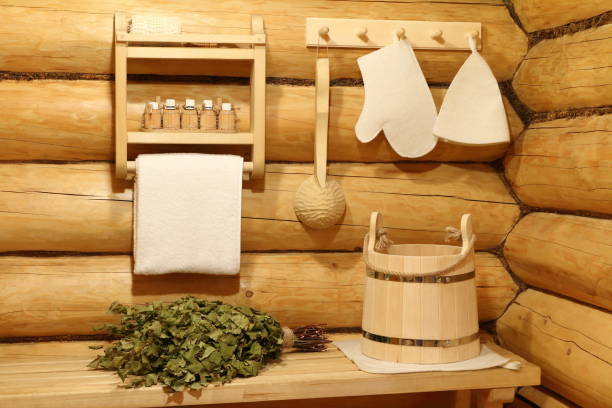 istock Sauna accessories in the bathhouse. 1152592757