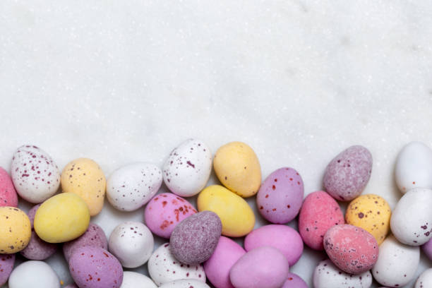 Candy Eggs on Marble stock photo