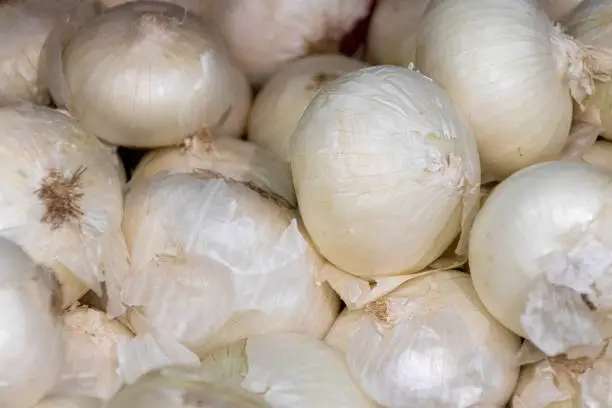 White Onions at fresh-food market in thailand