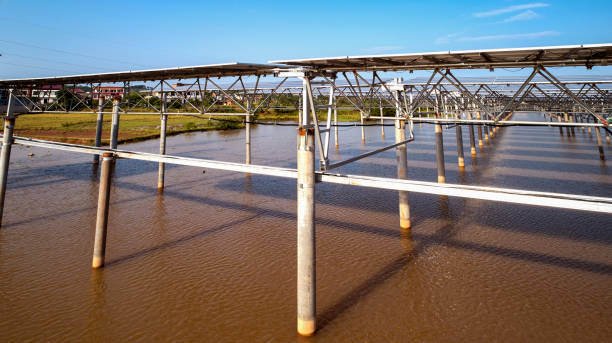 istock Solar photovoltaic panel base built on the lake 1152601968