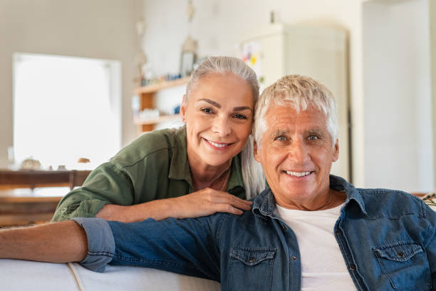 Senior couple relaxing at home