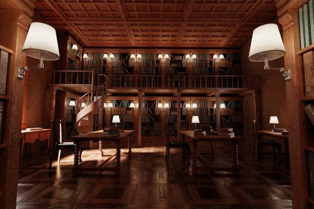 istock Realistic 3D Render of Old Antique Library 1152603034