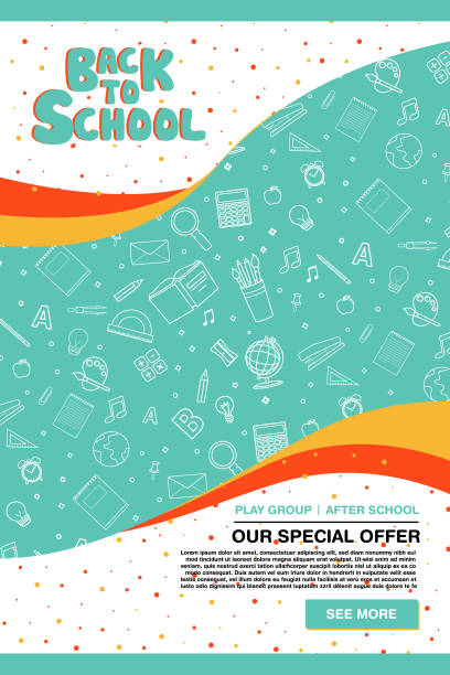 Back to school information poster. Education template of flyer, magazines, posters, book cover, banner. Exam infographic concept background. Layout illustration template pages with typography text. education backgrounds stock illustrations