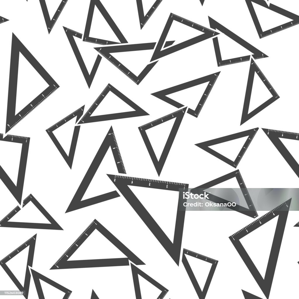 Vector icon triangle ruler. Metric system. School measuring lance. Measuring tape seamless pattern on a white background. Vector icon triangle ruler. Metric system. School measuring lance. Measuring tape seamless pattern on a white background. Layers grouped for easy editing illustration. For your design. Backgrounds stock vector
