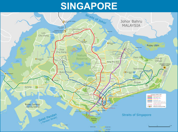 istock Map of Singapore metro and road network 1152605679
