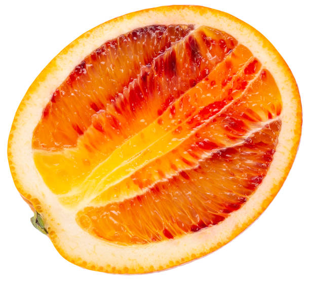 half of red sicilian orange isolated on a white background