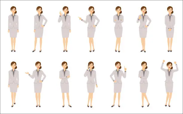 Vector illustration of Set of businesswoman isolated on white background