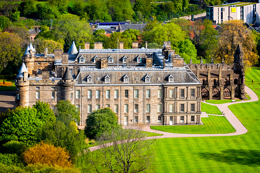Edinburgh, United Kingdom - May 13, 2019:Holyrood Palace in Edinburgh, Scotland. Officially known as The Palace of Holyroodhouse, it has been the official residence of the Scottish kings and queens since the 15th Century