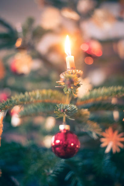 istock Traditional Christmas tree with Christmas decoration, evening 1152613995