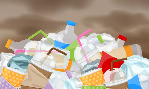 istock garbage waste plastic many on pollution sky background, pile of bottles plastic garbage waste many, plastic bottle paper cup waste dump, garbage environment problem and atmosphere air polluted 1152616872