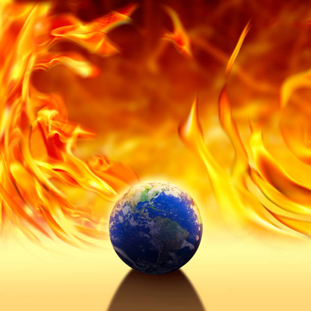 istock climate change concept of world over fire flames 1152617017