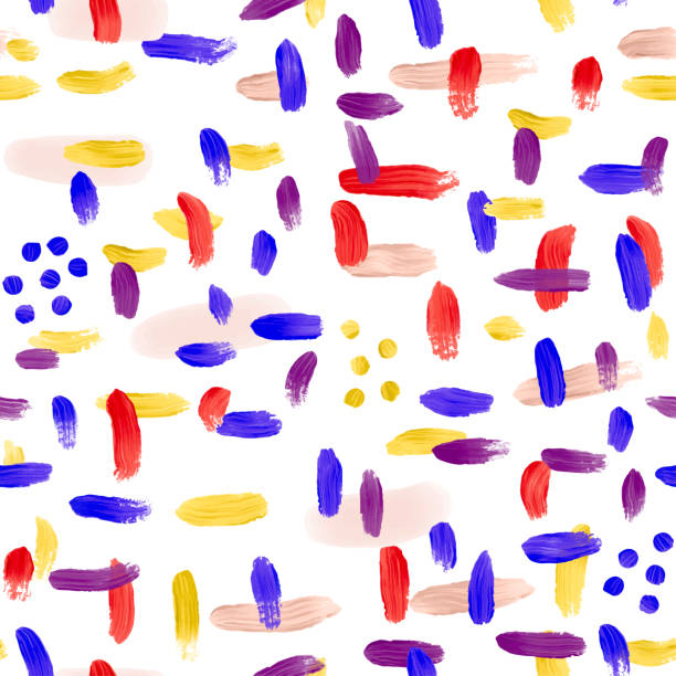 ilustrações de stock, clip art, desenhos animados e ícones de abstract trendy hand drawn seamless pattern with color brush strokes. brush strokes, grunge, sketch, graffiti, paint, watercolor, sketch. - blue ink