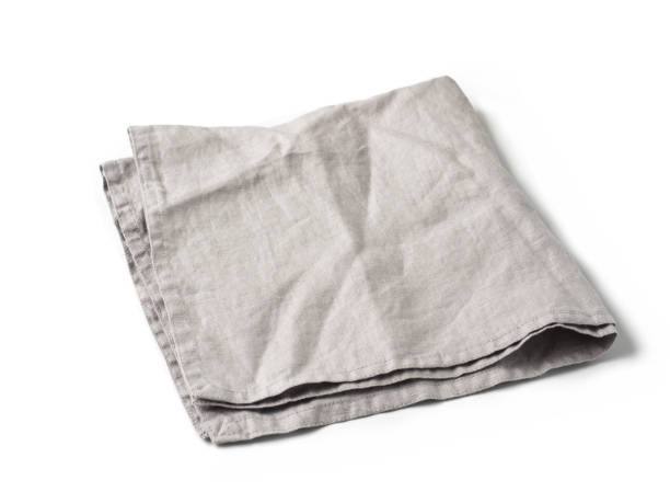 istock Gray linen napkin isolated on white 1152620959