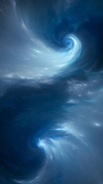 istock Blue glowing double spiral nebula in space smartphone template 1152624033