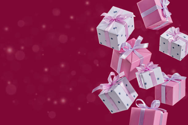 istock Gift boxes are flying. Shopping sale concept background. 1152624194