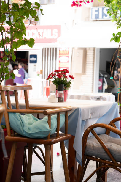 istock cafe place, flower pot on table 1152625228