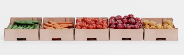 istock Realistic 3D Render of Vegetable in Boxes 1152626974