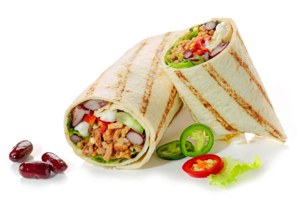 istock Tortilla wrap with fried minced meat and vegetables 1152627107