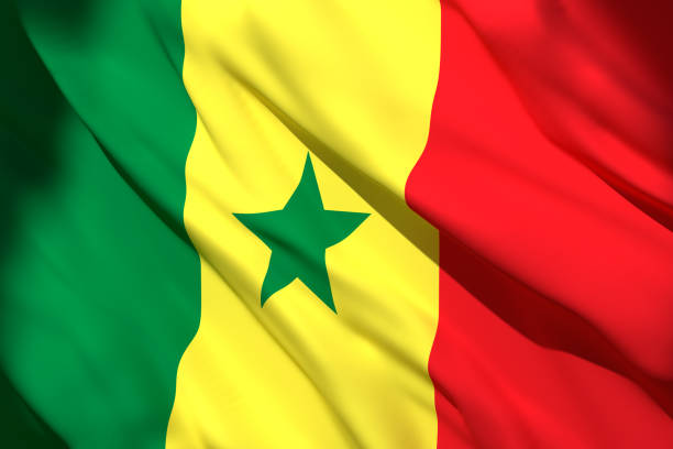 セネガルの旗の3d レンダリング - flag of senegal ストックフォトと画像