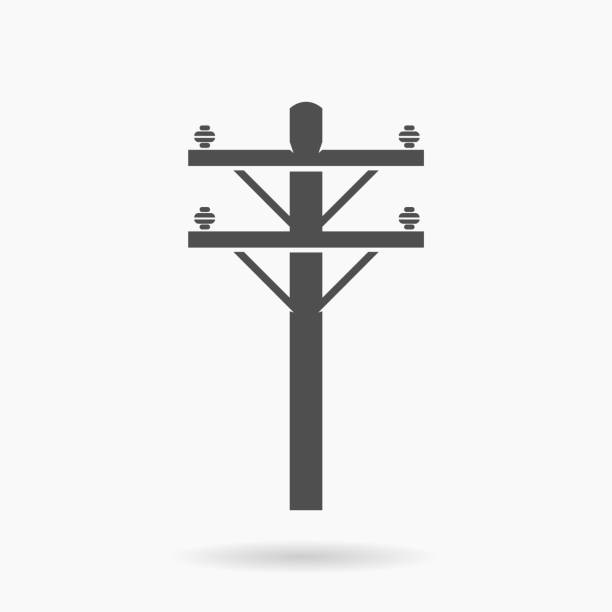 Power line Icon illustration vector High Voltage Energy Generation and distribution electrical tower illustration stock illustrations