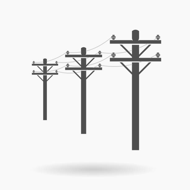 Power line Icon illustration vector High Voltage Energy Generation and distribution network. electrical tower illustration stock illustrations