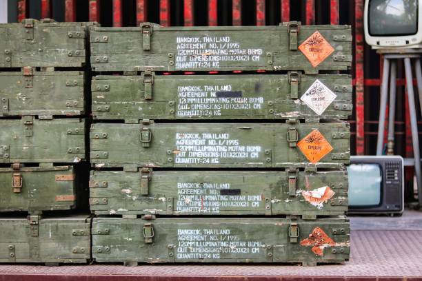 Old wooden ammunition box Old wooden ammunition box ammunition stock pictures, royalty-free photos & images