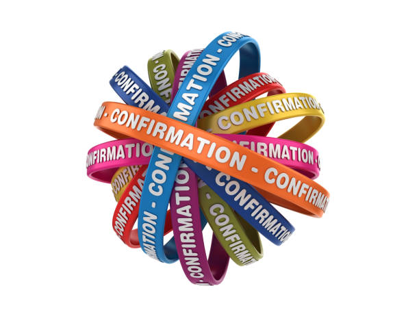 istock Circular Ribbons with CONFIRMATION Word - 3D Rendering 1152630605