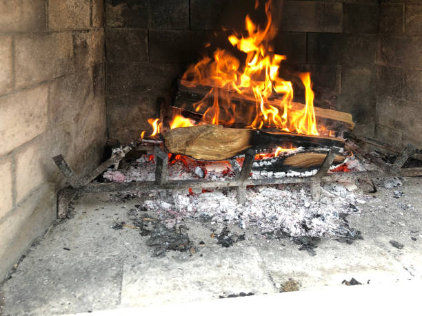 istock Flames in a outdoor fireplaces 1152631820